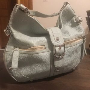 Rafe light blue leather hobo bag with extender